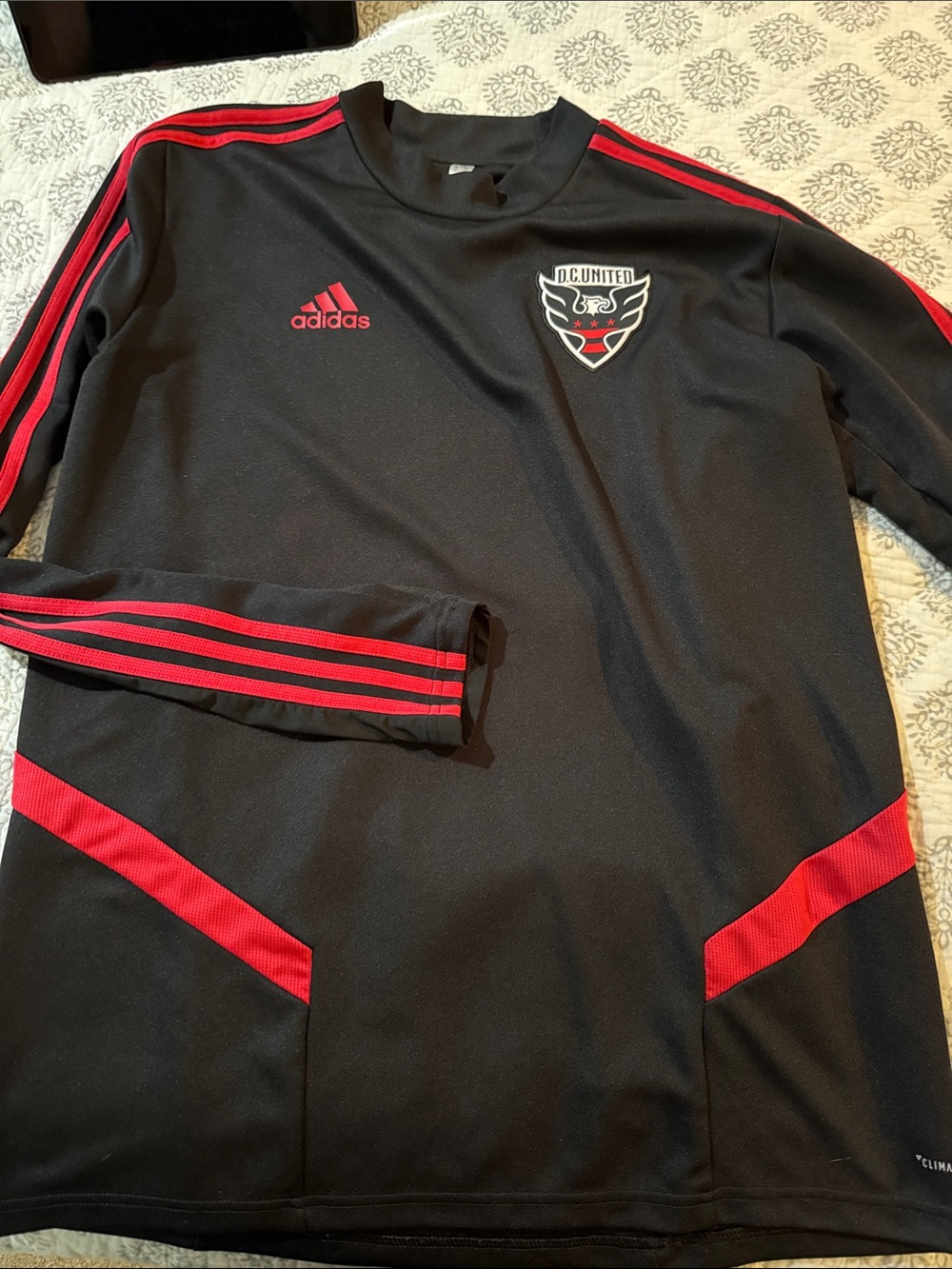 adidas Black & Red D.C. United Long Sleeve Training Top- NWOT